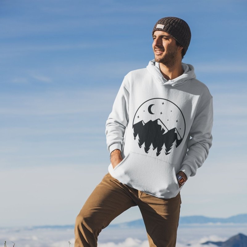 Celestial Moon Mountain Hoodie - Hoodie by Journey Emporium