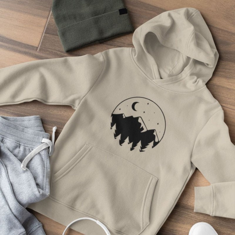 Celestial Moon Mountain Hoodie - Hoodie by Journey Emporium