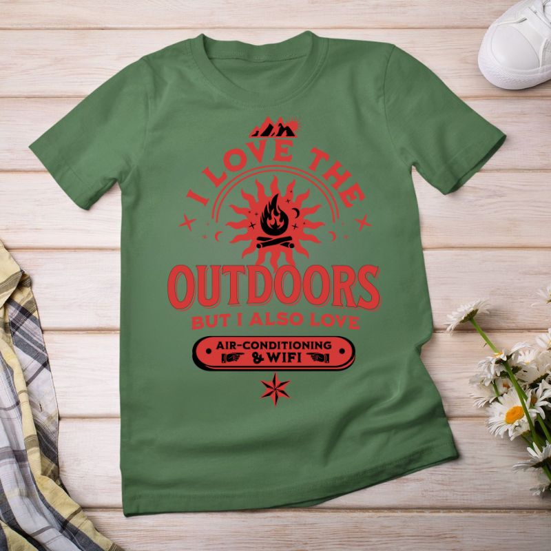 I Love The Outdoors- Fun Graphic T-Shirt for Nature Lovers
