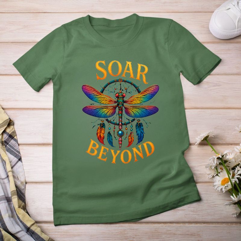 Soar Beyond Dragonfly T-Shirt – Vibrant Boho Tribal Tee