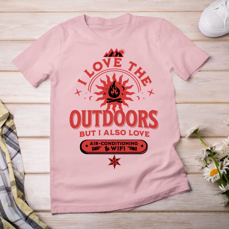 I Love The Outdoors- Fun Graphic T-Shirt for Nature Lovers