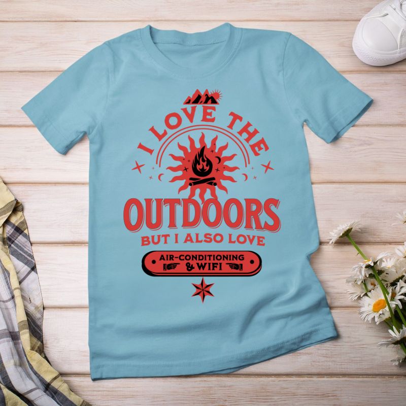 I Love The Outdoors- Fun Graphic T-Shirt for Nature Lovers