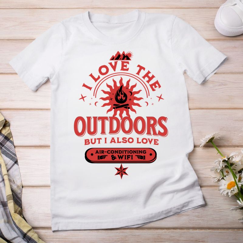 I Love The Outdoors- Fun Graphic T-Shirt for Nature Lovers