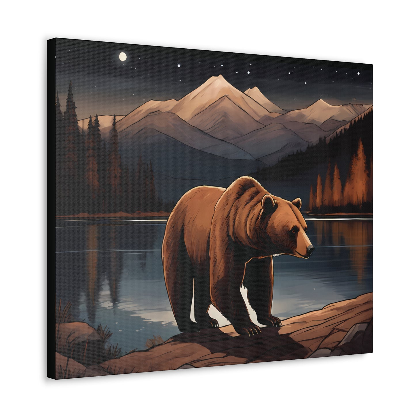 Bear Lake and Mountains Wall Canvas Art Decor