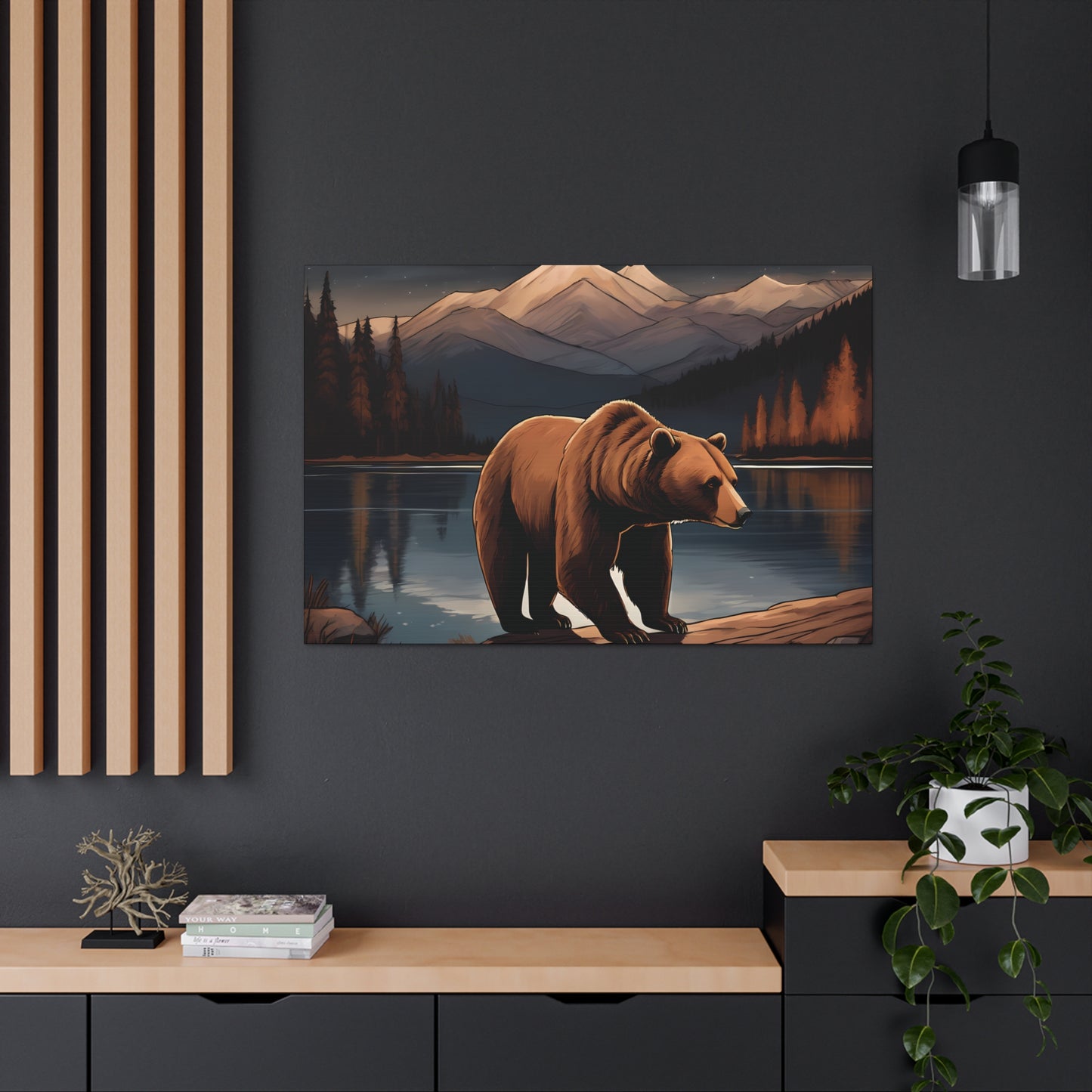 Bear Lake and Mountains Wall Canvas Art Decor