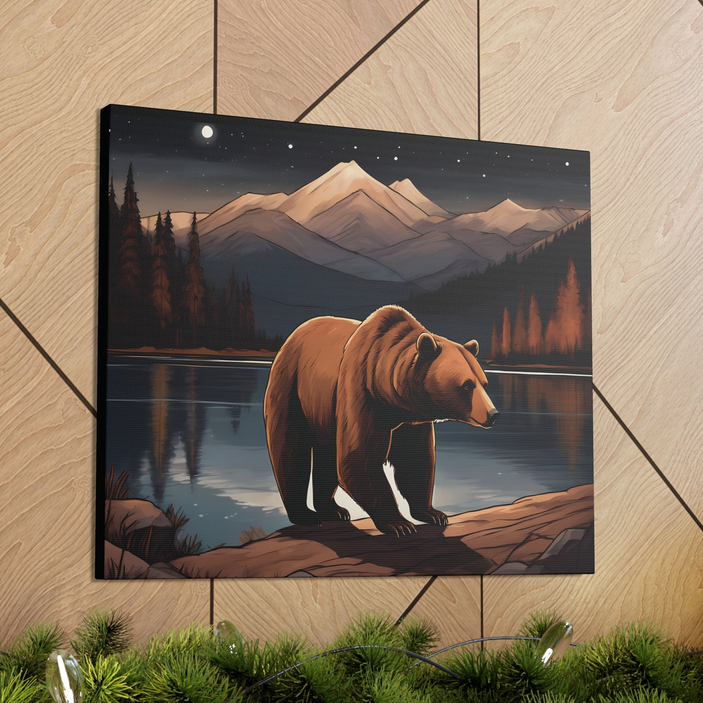 Bear Lake and Mountains Wall Canvas Art Decor