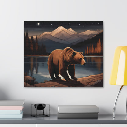 Bear Lake and Mountains Wall Canvas Art Decor