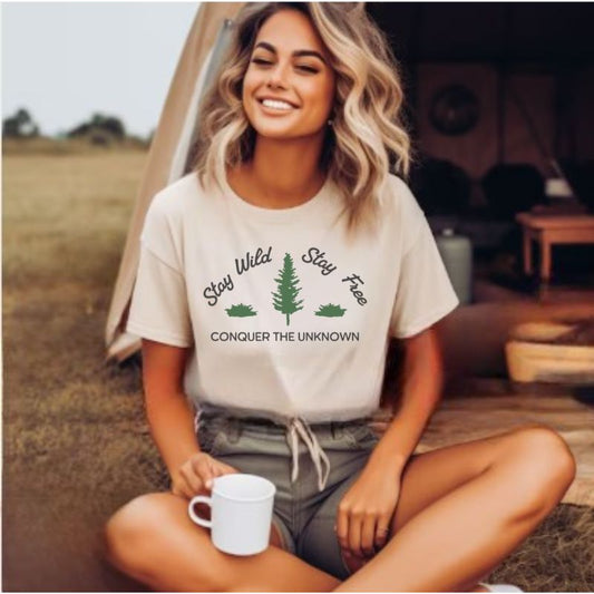 Stay Wild Stay Free Adventure Tee – Nature Hiking Shirt