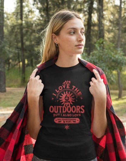 I Love The Outdoors- Fun Graphic T-Shirt for Nature Lovers