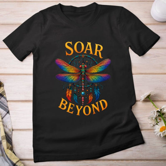 Soar Beyond Dragonfly T-Shirt – Vibrant Boho Tribal Tee